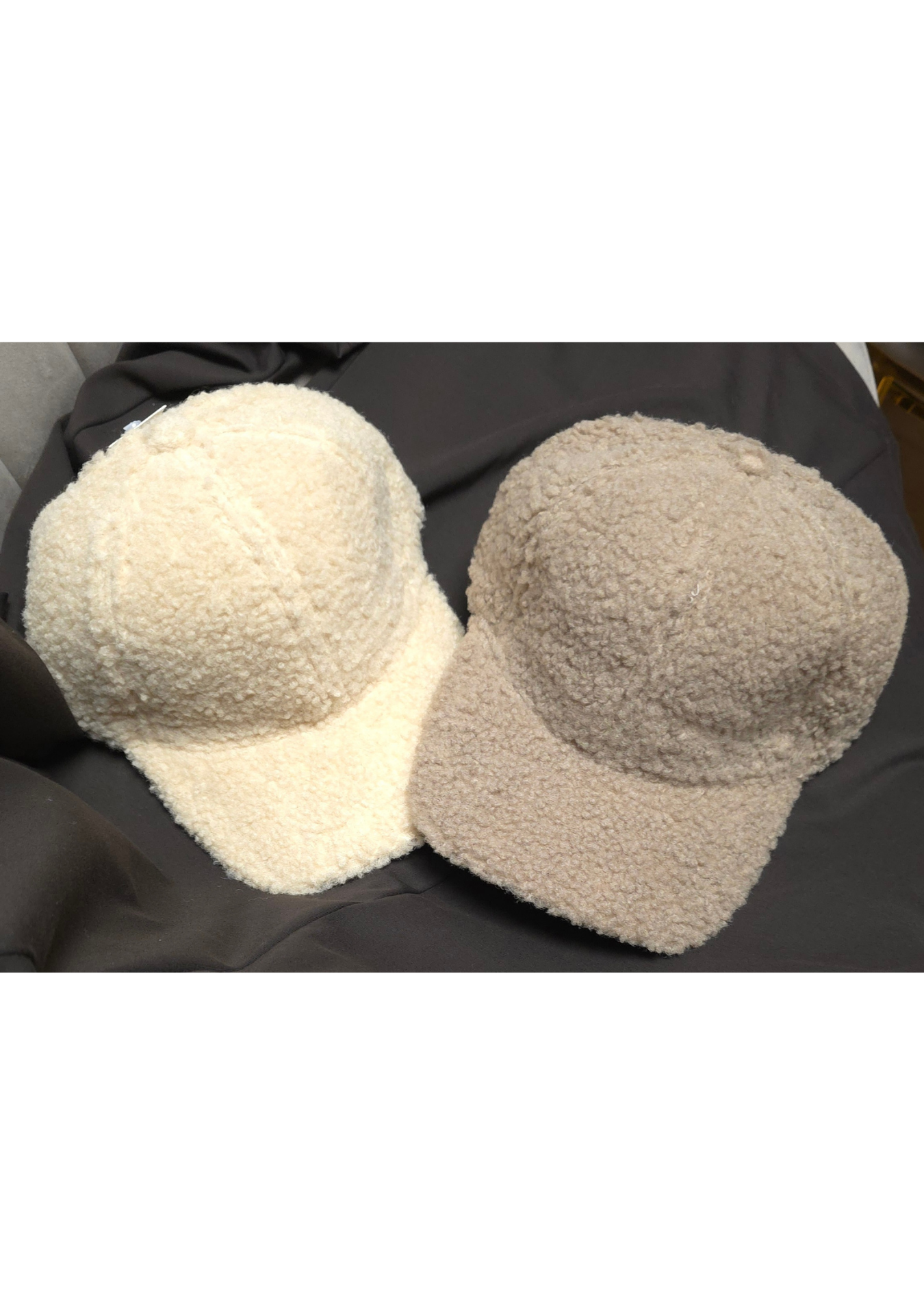  Bouclé Cap – Beige & Taupe Teddy Style