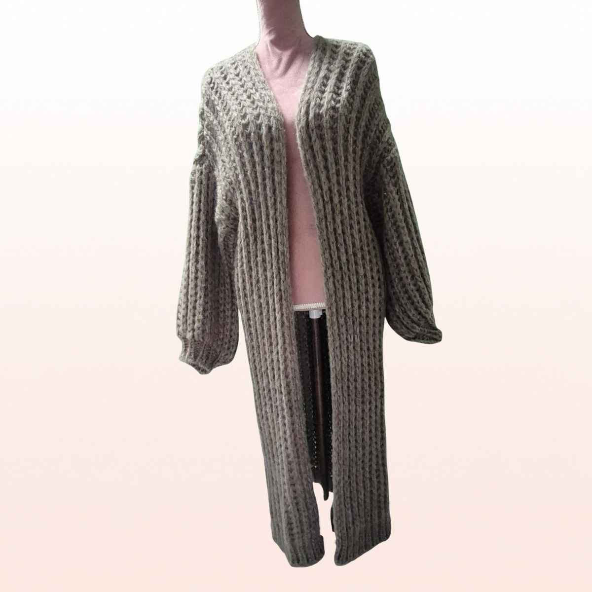 Long Grobstrick Cardigan Taupe