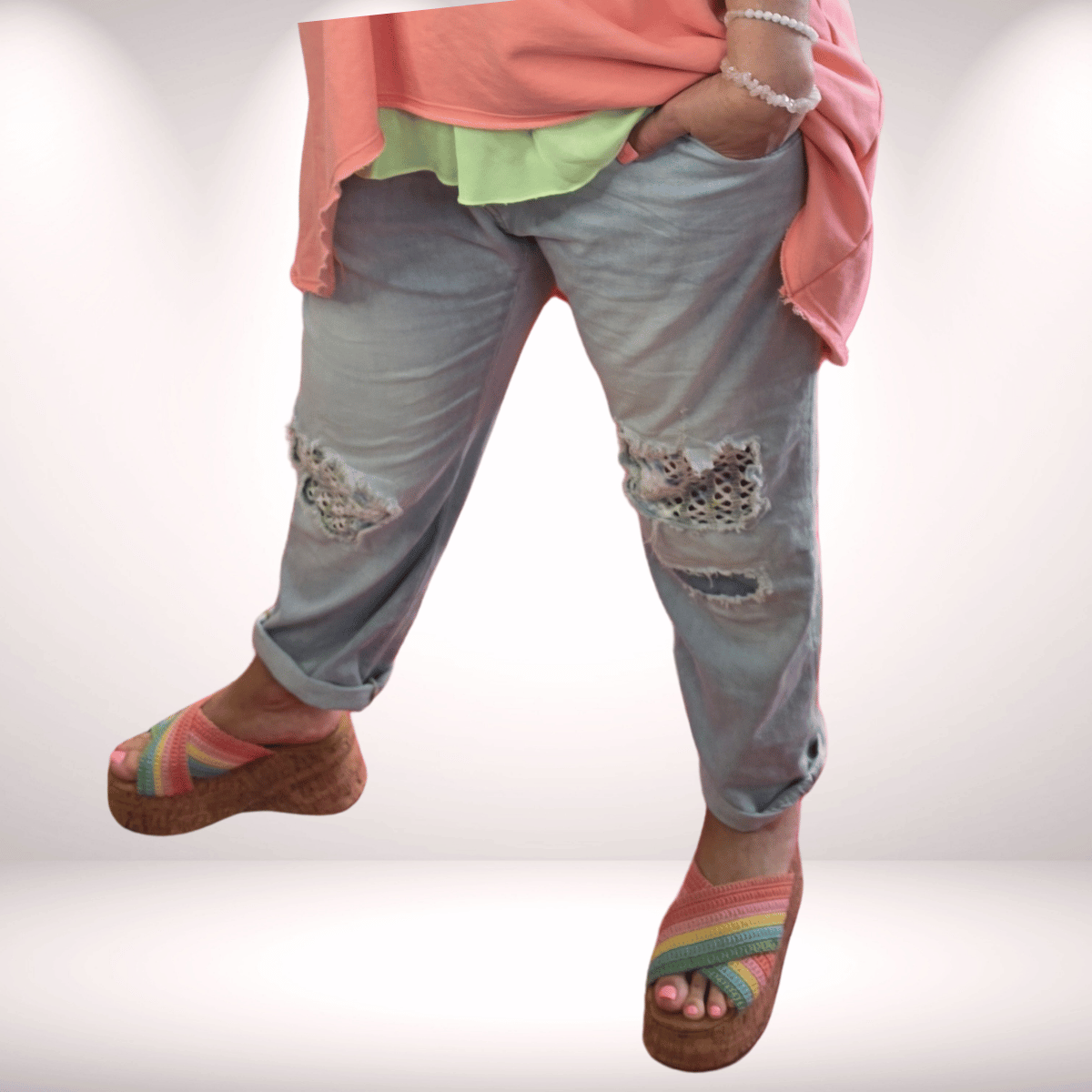 Jeans „Flower Power“ – Denim mit Blumen-Design