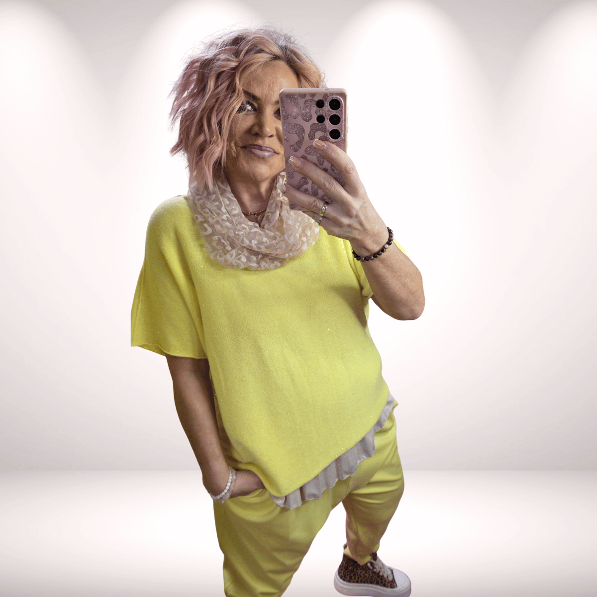 Glitzi kurzarm Lieblingspulli Gelb 