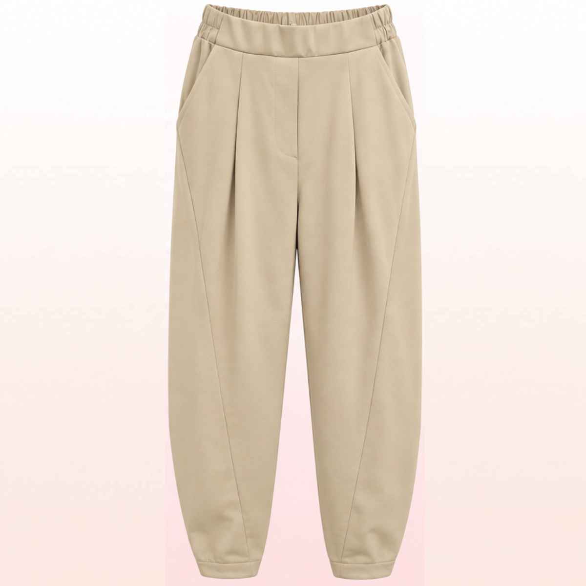 Edle Barrel Hose Beige – moderner Barrel-Schnitt