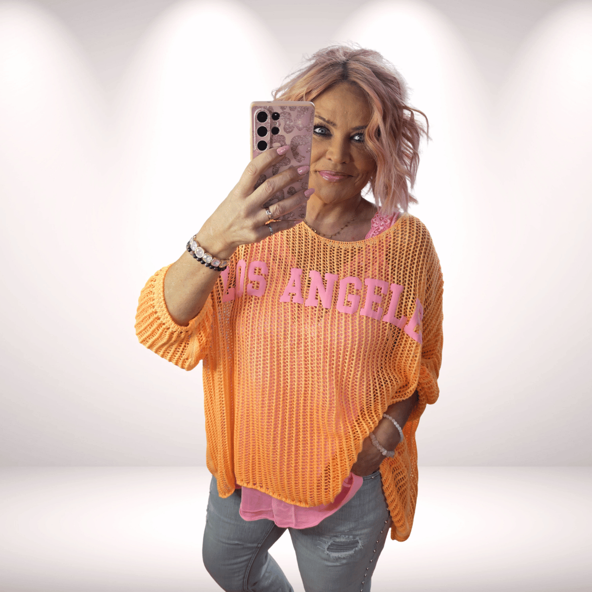 Netzpulli „Los Angeles“ – Neon Orange 