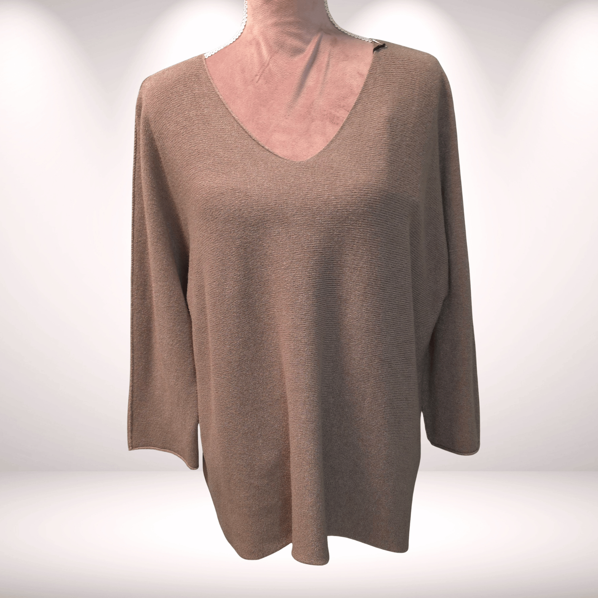 Pulli Halbarm Basic Taupe