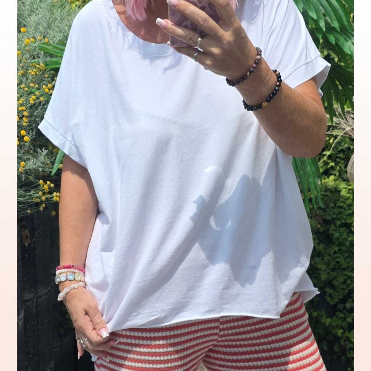 Vokuhila Shirt Weiß-Basic vintage Bestseller