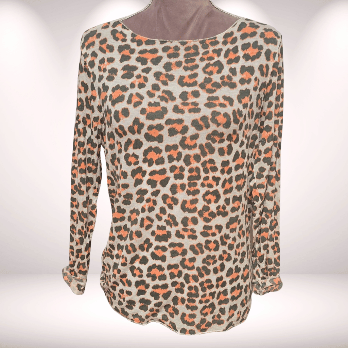 Longsleeve Neon Orange mit Khaki