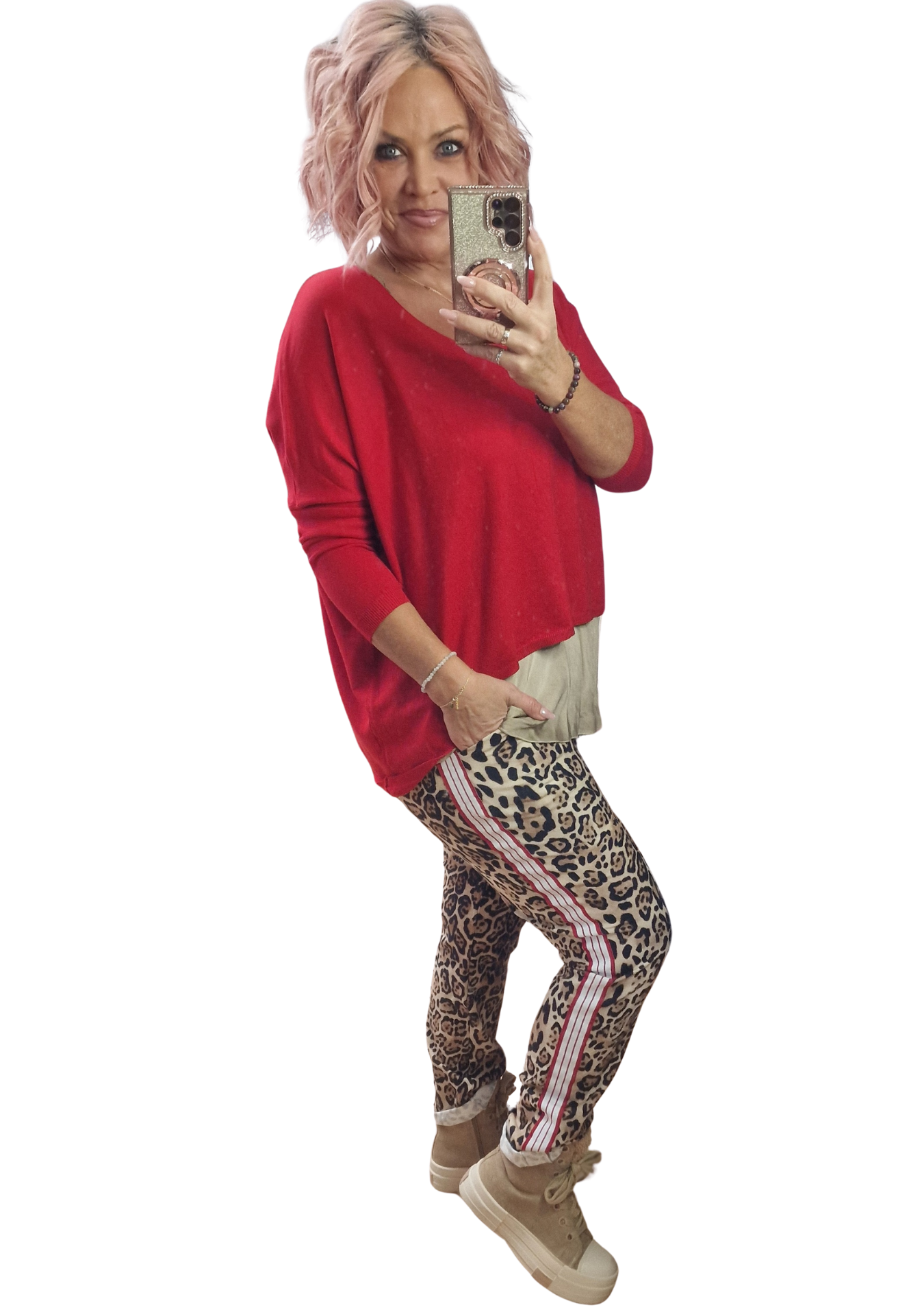 Leo Joggpants mit Red & White Stripes